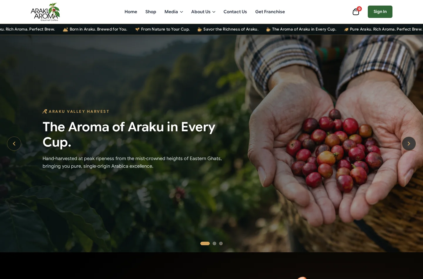 Araku Aroma brand coffee visual